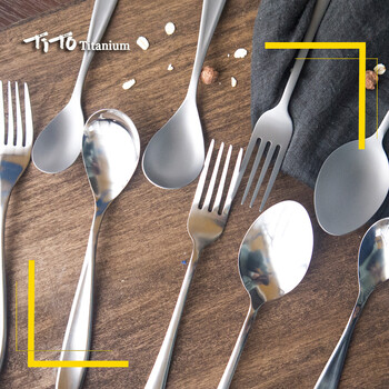 TiTo Titanium Sandblasting Spork και Spoon Εξαιρετικά ελαφριά και ανθεκτικά μαχαιροπίρουνα για οικογενειακό πικνίκ μαγειρικής κατασκήνωσης