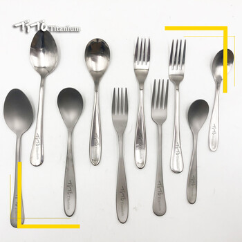 TiTo Titanium Sandblasting Spork και Spoon Εξαιρετικά ελαφριά και ανθεκτικά μαχαιροπίρουνα για οικογενειακό πικνίκ μαγειρικής κατασκήνωσης