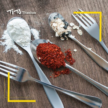 TiTo Titanium Sandblasting Spork και Spoon Εξαιρετικά ελαφριά και ανθεκτικά μαχαιροπίρουνα για οικογενειακό πικνίκ μαγειρικής κατασκήνωσης