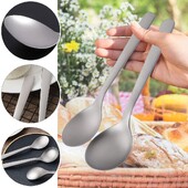 Aukštos kokybės nešiojamasis titano šaukštas, ilga rankena, ekologiškas lauko kempingo šakutė lengvas titano virtuvės įrankis lauko reikmėms