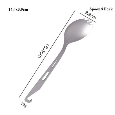 Aukštos kokybės nešiojamasis titano šaukštas, ilga rankena, ekologiškas lauko kempingo šakutė lengvas titano virtuvės įrankis lauko reikmėms
