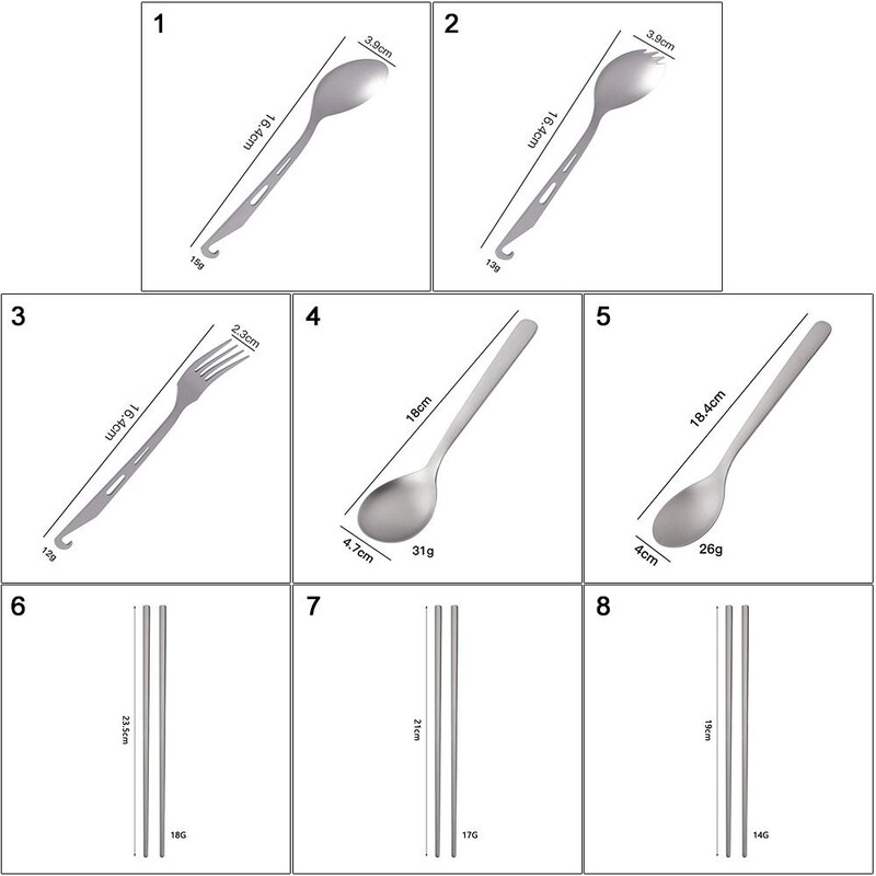 Aukštos kokybės nešiojamasis titano šaukštas, ilga rankena, ekologiškas lauko kempingo šakutė lengvas titano virtuvės įrankis lauko reikmėms