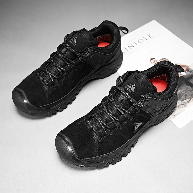 HIKEUP Pantofi de drumeție pentru bărbați noi, pantofi de alpinism din piele durabilă de înaltă calitate, pantofi de drumeție în aer liber, talpă din cauciuc.
