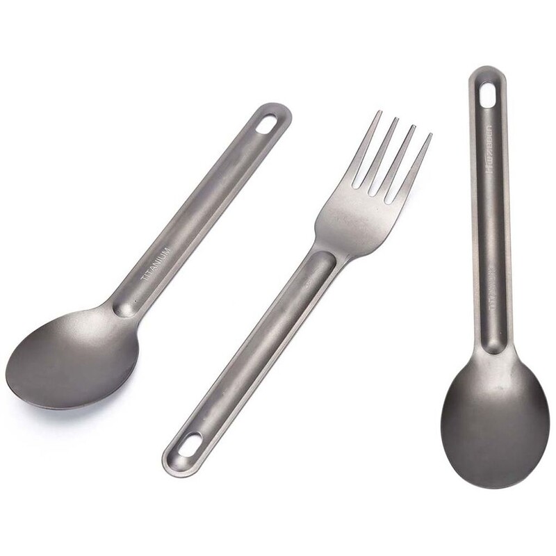 Nešiojamas titano ilgos rankenos šaukštas lauko kempingo žygiams virtuvės reikmenys stalo įrankiai šakutės EDC ekologiški lauko iškylų priedai