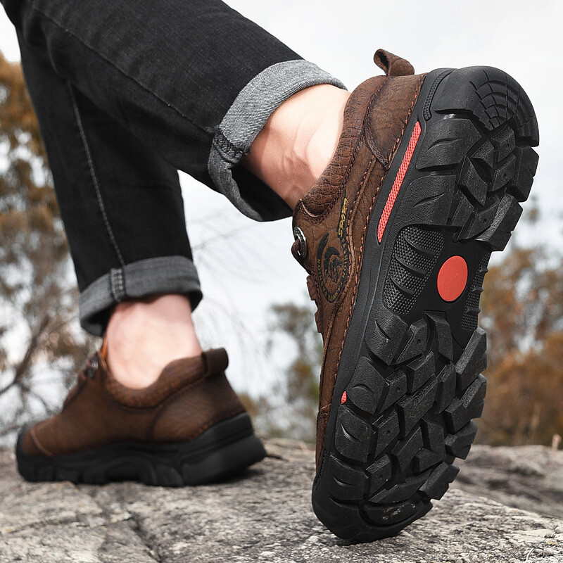 Žygio batai Vyriški natūralios odos lauko kempingas Apsaugos nuo susidūrimo laipiojimo batų raišteliai Laipiojimo sportiniai bateliai