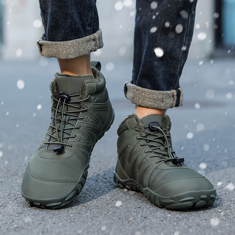 Plyšové zimné topánky pre mužov a ženy, nepremokavé snehové topánky, barefoot teplé kožušinové topánky, protišmykové veľké trekingové turistické topánky