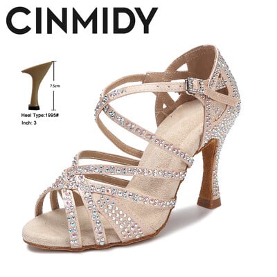Dámske tanečné topánky s kamienkami, tango, salsa, latinskoamerické tanečné topánky, spoločenské tanečné topánky na vysokých podpätkoch s mäkkou podrážkou, dámske sandále, svadobné topánky