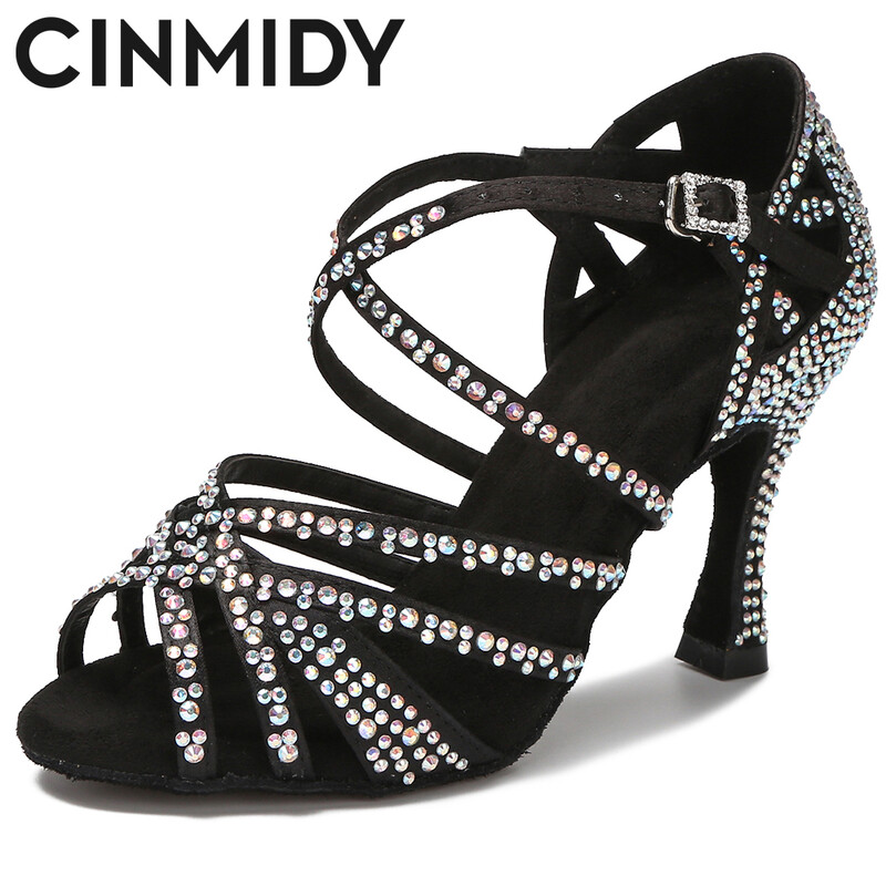 Dámske tanečné topánky s kamienkami, tango, salsa, latinskoamerické tanečné topánky, spoločenské tanečné topánky na vysokých podpätkoch s mäkkou podrážkou, dámske sandále, svadobné topánky