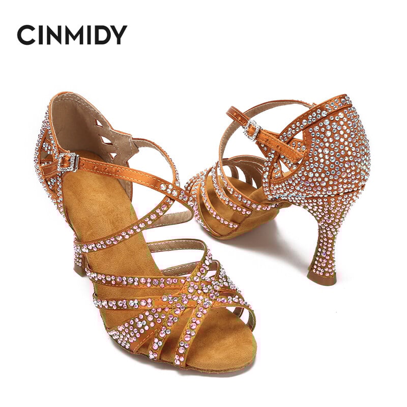 Dámske tanečné topánky s kamienkami, tango, salsa, latinskoamerické tanečné topánky, spoločenské tanečné topánky na vysokých podpätkoch s mäkkou podrážkou, dámske sandále, svadobné topánky