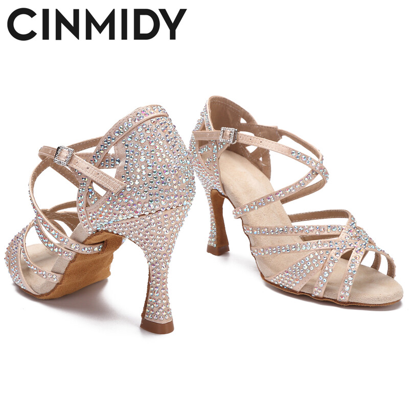 Dámske tanečné topánky s kamienkami, tango, salsa, latinskoamerické tanečné topánky, spoločenské tanečné topánky na vysokých podpätkoch s mäkkou podrážkou, dámske sandále, svadobné topánky