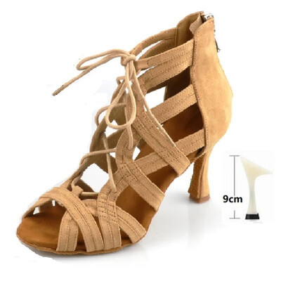 moteriški šokių bateliai madingi aukštakulniai sandalai moterims Suvarstomi vidaus pasirodymai pobūvių tango salsa Cow Suede GLADIATOR