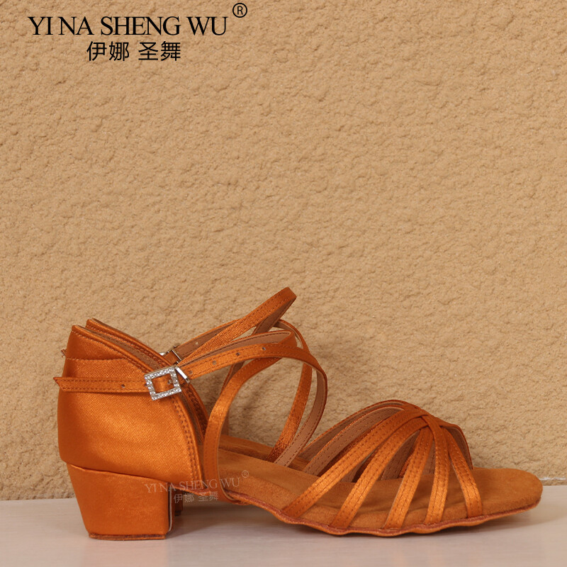 Tanečné topánky pre latinoamerické tance pre dospelých/deti s nízkym podpätkom, mäkká podrážka, profesionálne tanečné topánky s prackou z kamienkov, semišové tanečné topánky s mäkkou podrážkou