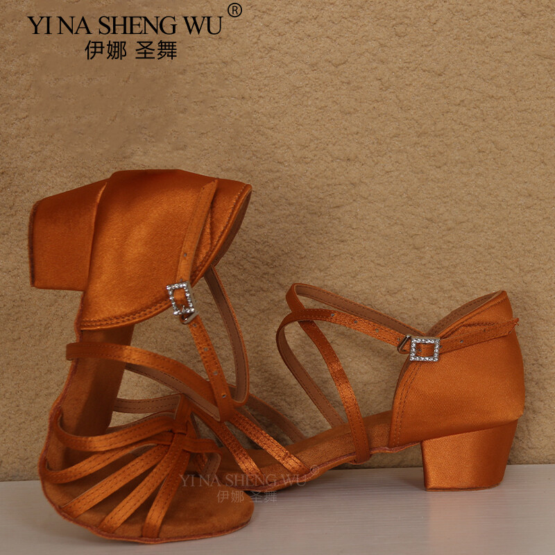 Tanečné topánky pre latinoamerické tance pre dospelých/deti s nízkym podpätkom, mäkká podrážka, profesionálne tanečné topánky s prackou z kamienkov, semišové tanečné topánky s mäkkou podrážkou