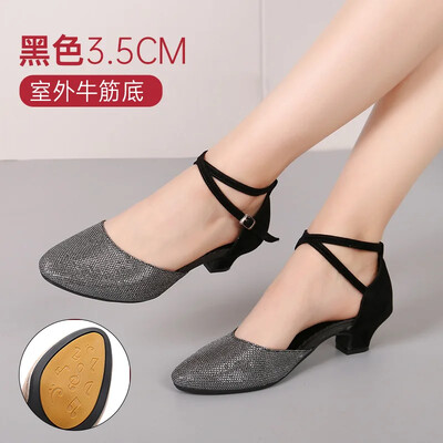 Társastánccipő Női Latin tánccipő Női zárt orrú Salsa cipő alacsony sarkú Zapatos Baile Latino Mujer 3,5 cm/5,5 cm