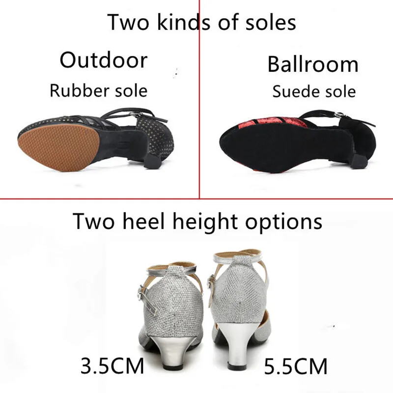 Társastánccipő Női Latin tánccipő Női zárt orrú Salsa cipő alacsony sarkú Zapatos Baile Latino Mujer 3,5 cm/5,5 cm