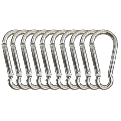 1/10 vnt Mini lydinio spyruoklinis karabinas, užsegamas kabliuku, karabino segtukas, raktų pakabukas EDC išgyvenimo lauko stovyklavimo įrankiai, sidabro dydis 41 * 20 * 4 mm