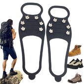 Ledus skavas apaviem, neslīdošs sniega vilces krampiņš ar 6 tapas Ledus satvērēji 1 pāri zābaku tapas ledus sniega ziemas pārgājieniem