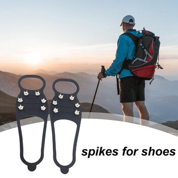 Ice Cleats for Shoes Αντιολισθητικό Snow Traction Crampon με 6 Spikes Ice Grippers 1 Pair Boots Spikes for Ice Snow Winter Hiking