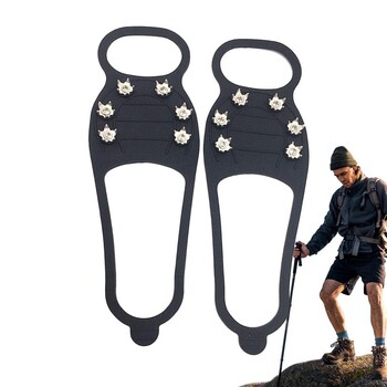 Ice Cleats for Shoes Αντιολισθητικό Snow Traction Crampon με 6 Spikes Ice Grippers 1 Pair Boots Spikes for Ice Snow Winter Hiking