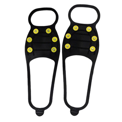 Ledus skavas apaviem, neslīdošs sniega vilces krampiņš ar 6 tapas Ledus satvērēji 1 pāri zābaku tapas ledus sniega ziemas pārgājieniem