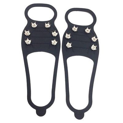 Ledus skavas apaviem, neslīdošs sniega vilces krampiņš ar 6 tapas Ledus satvērēji 1 pāri zābaku tapas ledus sniega ziemas pārgājieniem