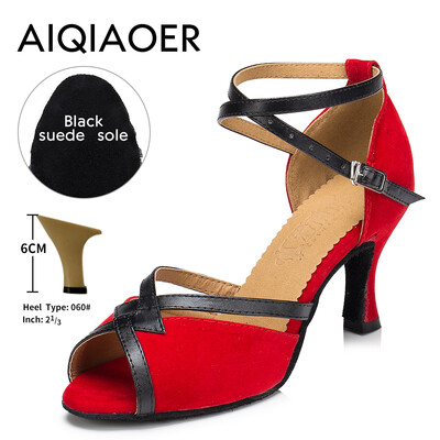 Soojalt müüvad naiste ladina tantsu kingad tume seemisnahast pehme nahast tald naiste seltskondlikud tantsukingad sandaalid konts 6 cm