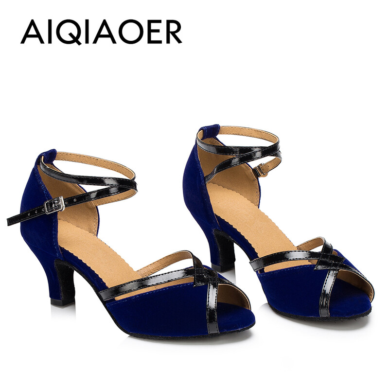 Soojalt müüvad naiste ladina tantsu kingad tume seemisnahast pehme nahast tald naiste seltskondlikud tantsukingad sandaalid konts 6 cm