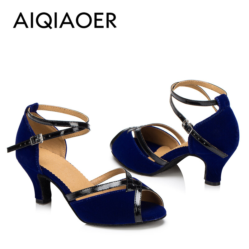 Soojalt müüvad naiste ladina tantsu kingad tume seemisnahast pehme nahast tald naiste seltskondlikud tantsukingad sandaalid konts 6 cm