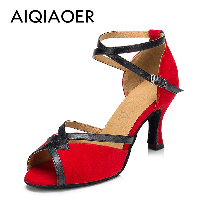 Soojalt müüvad naiste ladina tantsu kingad tume seemisnahast pehme nahast tald naiste seltskondlikud tantsukingad sandaalid konts 6 cm