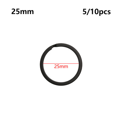 5 vnt. juodos spalvos metalinis raktų pakabukas 25/28/30/32/35 mm plokščias raktų laikiklis, padalintas žiedas, raktų pakabukas, jungtys „pasidaryk pats“ papuošalų radiniai