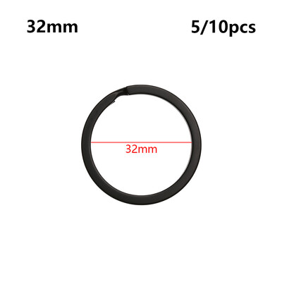 5 vnt. juodos spalvos metalinis raktų pakabukas 25/28/30/32/35 mm plokščias raktų laikiklis, padalintas žiedas, raktų pakabukas, jungtys „pasidaryk pats“ papuošalų radiniai