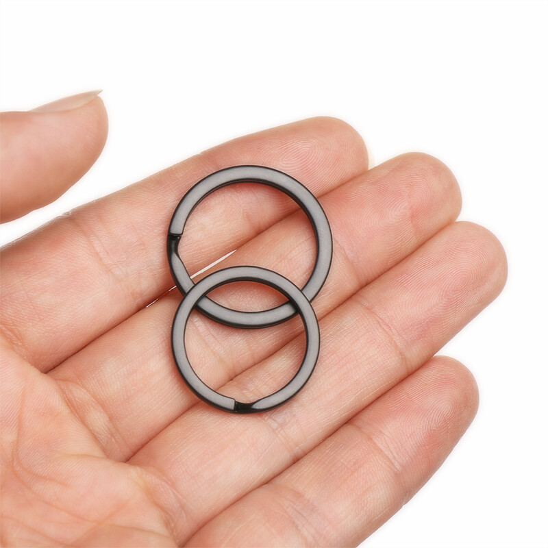5 vnt. juodos spalvos metalinis raktų pakabukas 25/28/30/32/35 mm plokščias raktų laikiklis, padalintas žiedas, raktų pakabukas, jungtys „pasidaryk pats“ papuošalų radiniai
