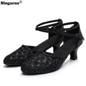 Dámske topánky na latinskoamerické tance, moderný jazz, tango, valčík, spoločenské tance, oblečenie na pódium, dámske lodičky na vysokom podpätku so semišovou podrážkou