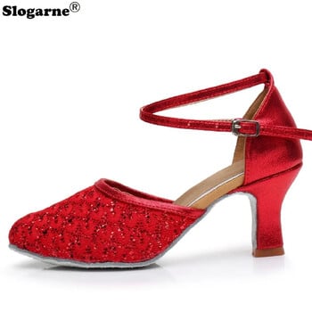 Latin Dance Παπούτσια Γυναικεία μοντέρνα Jazz Tango Waltz Ballroom Dance shoes Show Stage Wear Γυναικεία παπούτσια με ψηλό τακούνι Σανδάλια σουέτ με σόλα