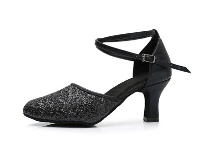 Dámske topánky na latinskoamerické tance, moderný jazz, tango, valčík, spoločenské tance, oblečenie na pódium, dámske lodičky na vysokom podpätku so semišovou podrážkou