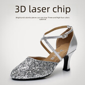 Dámske tanečné topánky na latinoamerické tance s mäkkým podpätkom, vysoké podpätky, štvorcové, syntetické kožené, baletné, moderné, športové