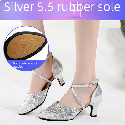 Dámske tanečné topánky na latinoamerické tance s mäkkým podpätkom, vysoké podpätky, štvorcové, syntetické kožené, baletné, moderné, športové