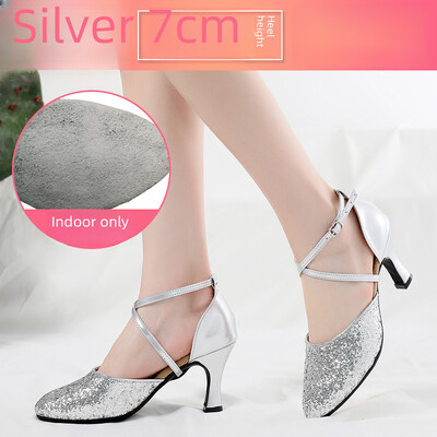 Dámske tanečné topánky na latinoamerické tance s mäkkým podpätkom, vysoké podpätky, štvorcové, syntetické kožené, baletné, moderné, športové