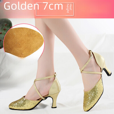 Dámske tanečné topánky na latinoamerické tance s mäkkým podpätkom, vysoké podpätky, štvorcové, syntetické kožené, baletné, moderné, športové