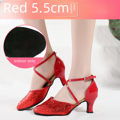 Dámske tanečné topánky na latinoamerické tance s mäkkým podpätkom, vysoké podpätky, štvorcové, syntetické kožené, baletné, moderné, športové