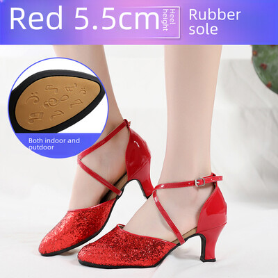 Dámske tanečné topánky na latinoamerické tance s mäkkým podpätkom, vysoké podpätky, štvorcové, syntetické kožené, baletné, moderné, športové