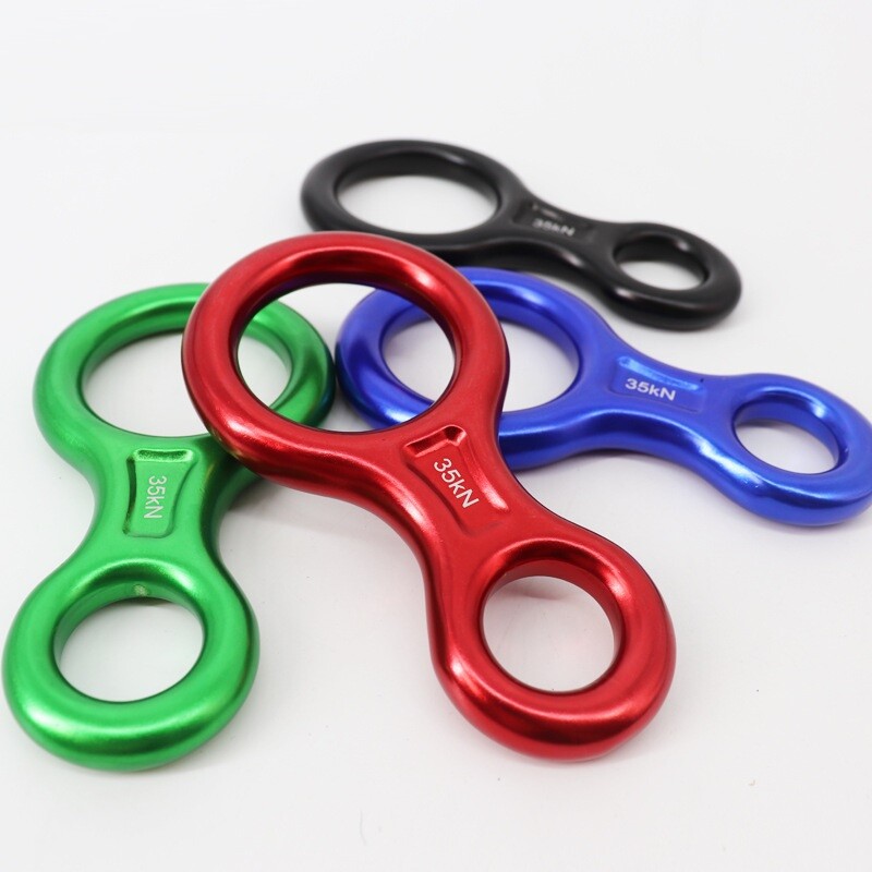 Klinšu kāpšanas karabīne, 8 formas takelāžas nolaižams alumīnija figūru aizsargierīce nolaišanās 35kN astoņu gredzenu nobrauciena aprīkojums