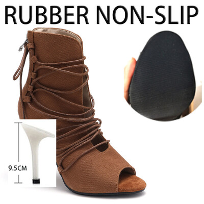 Seksi ženske cipele smeđe potpetice Mekane štikle Jazz Dance Ženske cipele za indoor Potplat od brušene kože Prilagodljiv za latino plesove Velika veličina