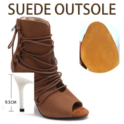 Seksi ženske cipele smeđe potpetice Mekane štikle Jazz Dance Ženske cipele za indoor Potplat od brušene kože Prilagodljiv za latino plesove Velika veličina