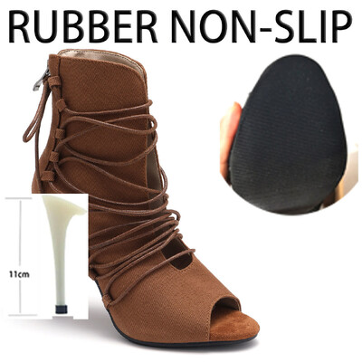 Seksi ženske cipele smeđe potpetice Mekane štikle Jazz Dance Ženske cipele za indoor Potplat od brušene kože Prilagodljiv za latino plesove Velika veličina