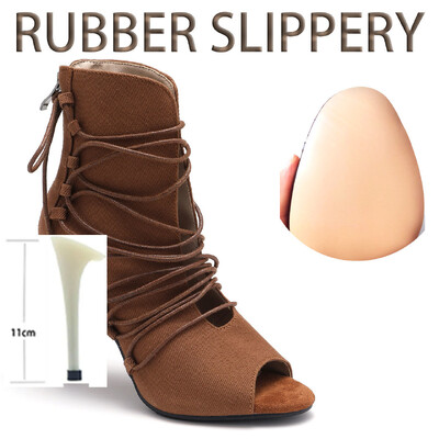 Seksi ženske cipele smeđe potpetice Mekane štikle Jazz Dance Ženske cipele za indoor Potplat od brušene kože Prilagodljiv za latino plesove Velika veličina