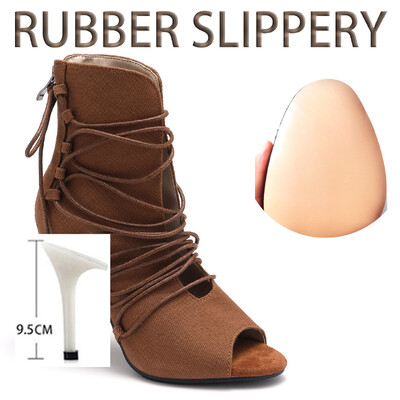 Seksi ženske cipele smeđe potpetice Mekane štikle Jazz Dance Ženske cipele za indoor Potplat od brušene kože Prilagodljiv za latino plesove Velika veličina