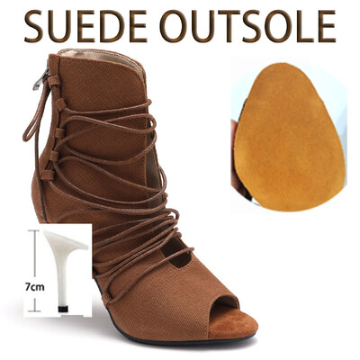 Seksi ženske cipele smeđe potpetice Mekane štikle Jazz Dance Ženske cipele za indoor Potplat od brušene kože Prilagodljiv za latino plesove Velika veličina