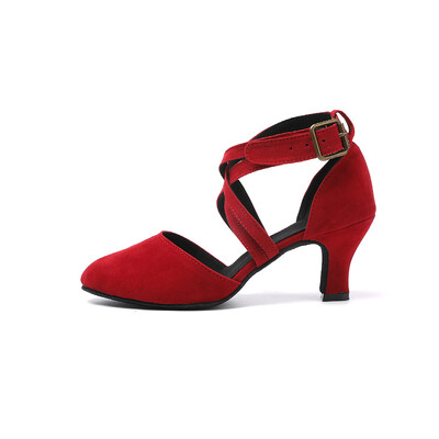 Mėlynas zomšinis paviršius Šokių bateliai Lotynų Amerikos šiuolaikinio kvadratinio šokio spektaklio šokių bateliai Moteriški dvigubi kryžminiai kaklaraiščiai Aukštakulniai 6,5 cm