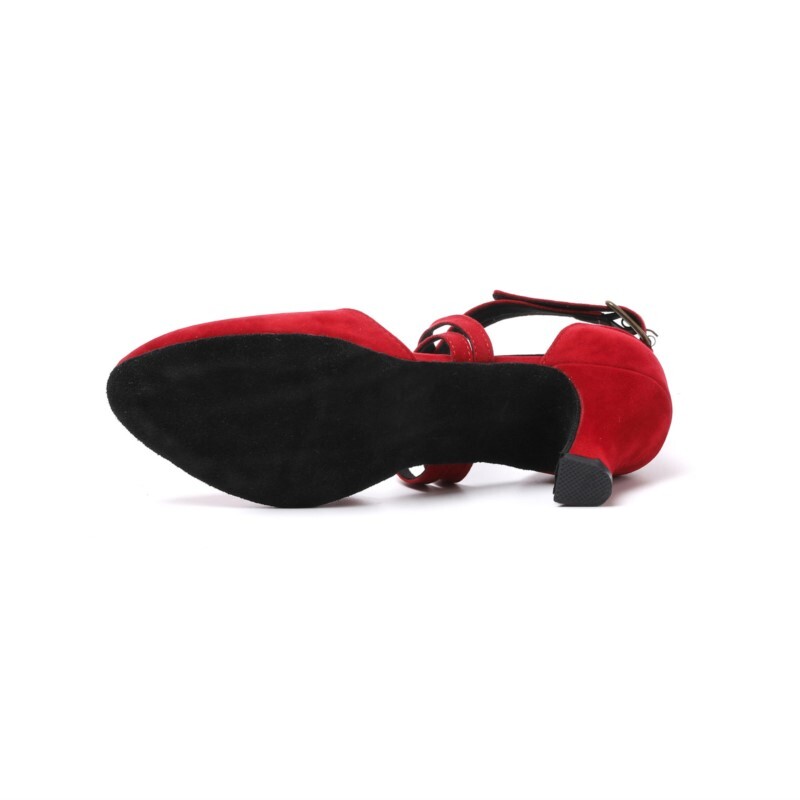 Mėlynas zomšinis paviršius Šokių bateliai Lotynų Amerikos šiuolaikinio kvadratinio šokio spektaklio šokių bateliai Moteriški dvigubi kryžminiai kaklaraiščiai Aukštakulniai 6,5 cm